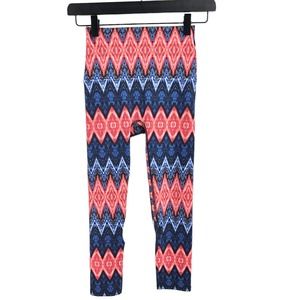 K Deer Womens XS Capri Length Active Leggings Chevron Striped Yogo Gym Stretch